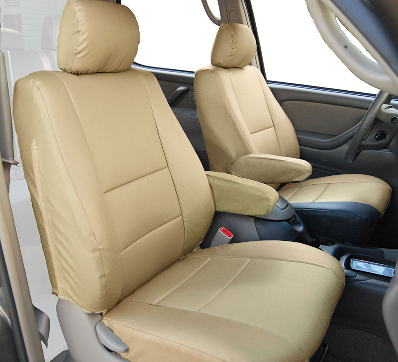 BEIGE S.LEATHER CUSTOM 2 FRONT SEAT & 2 ARMREST COVERS for TOYOTA